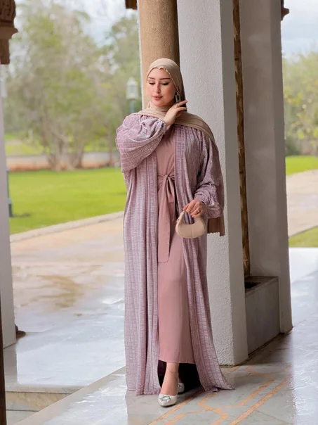 ABAYA VELOUR 2 PIECES ROSE PODRE