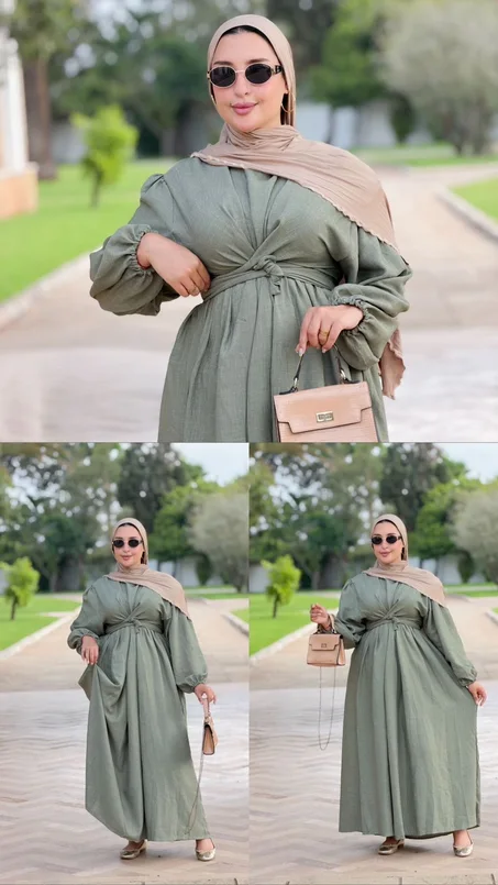 ROBE CROISEE LIN VERT
