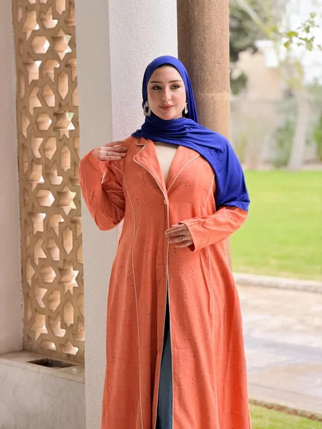 ABAYA VESTE FUSHIA ORANGE