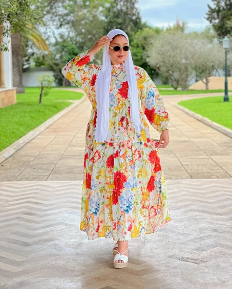 Robe panneau viscose export blanche