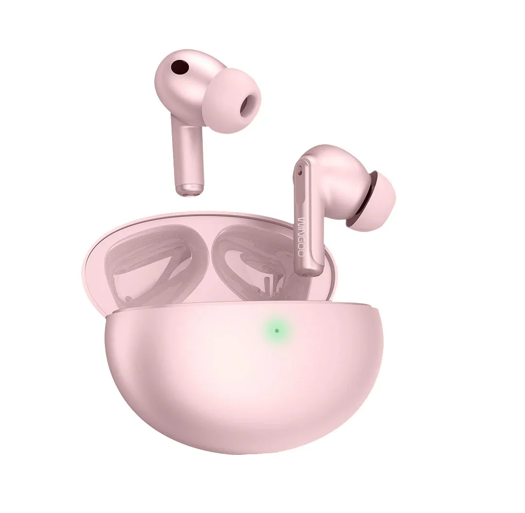 سماعات أذن وينجو تتميز بتصميم مريح وناعم من اي بادز (وردي ناعم)، لاسلكي، داخل الأذن