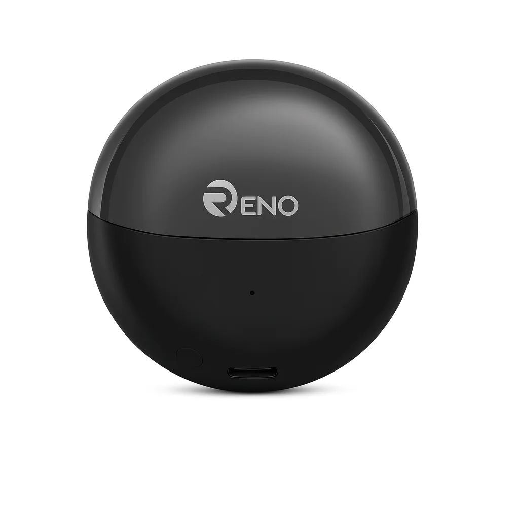 سماعة ايربودز رينو، بلوتوث V5.3، خاصية ENC، بطارية 350 مللي أمبير، ألوان متعددة، RB-120 Reno AirPods, black and gold color