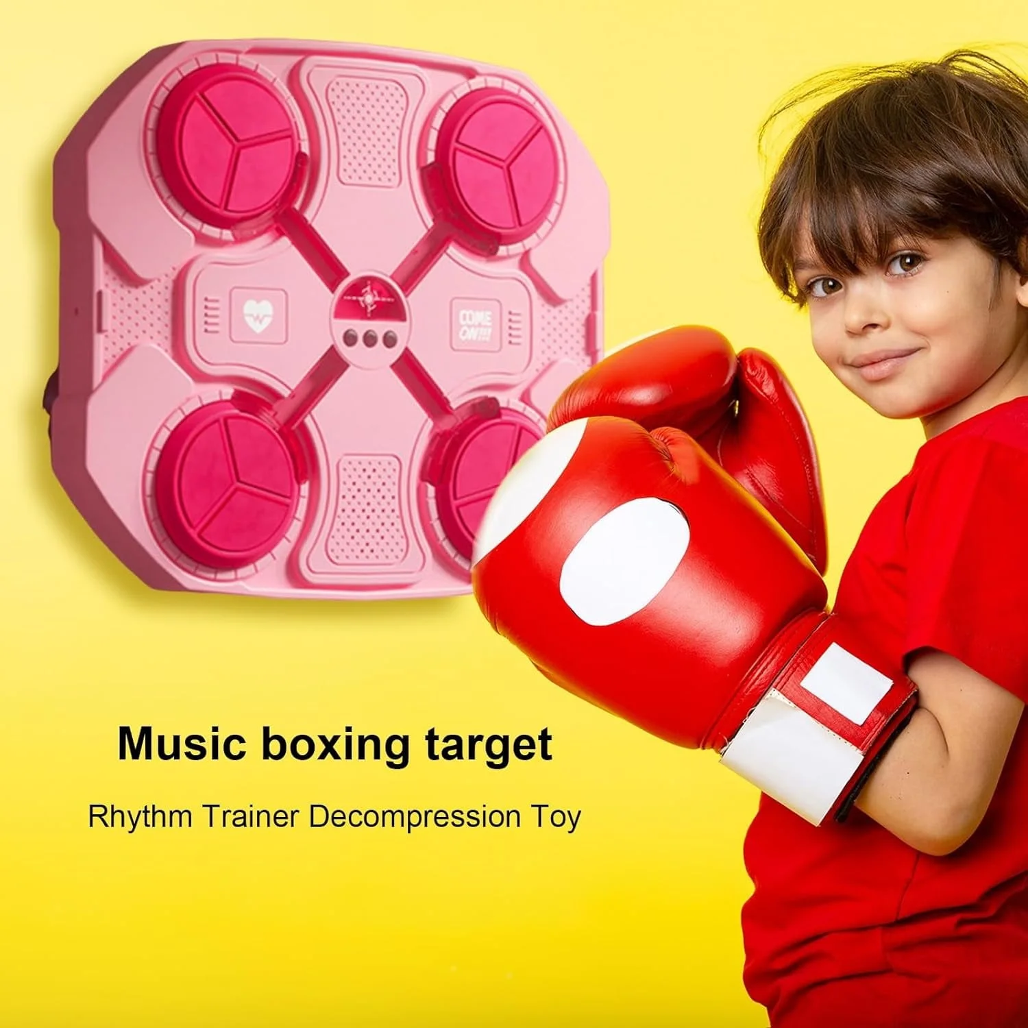 لوحة الملاكمة الموسيقية الذكية (أسود & بينك) - تمرين، موسيقى، وتحدي في بيتك | Smart Music Boxing Machine - Fitness, Music & Fun for All Ages