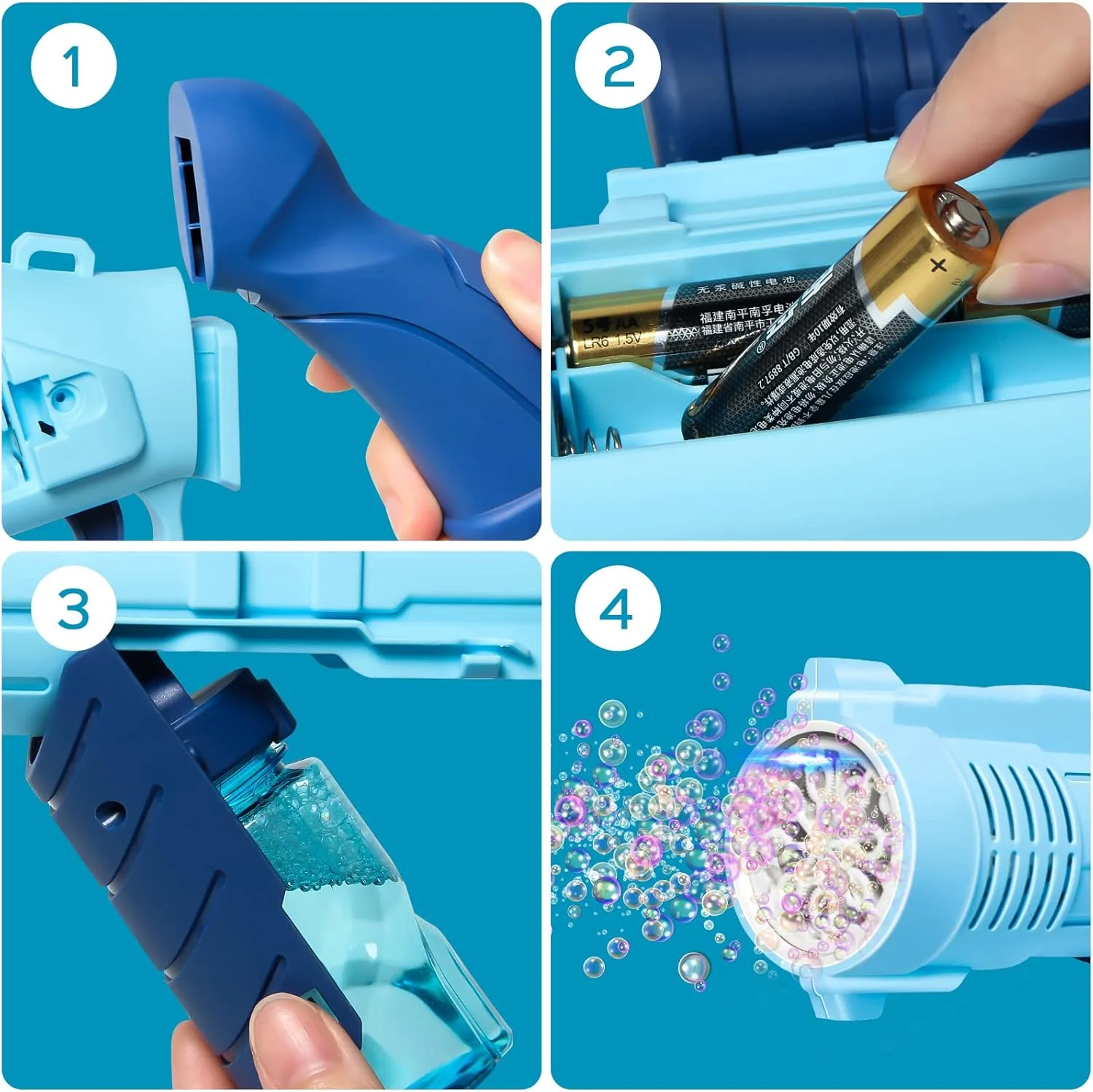 مسدس فقاعات القرش العملاق (3000 فقاعة/دقيقة) - أزرق