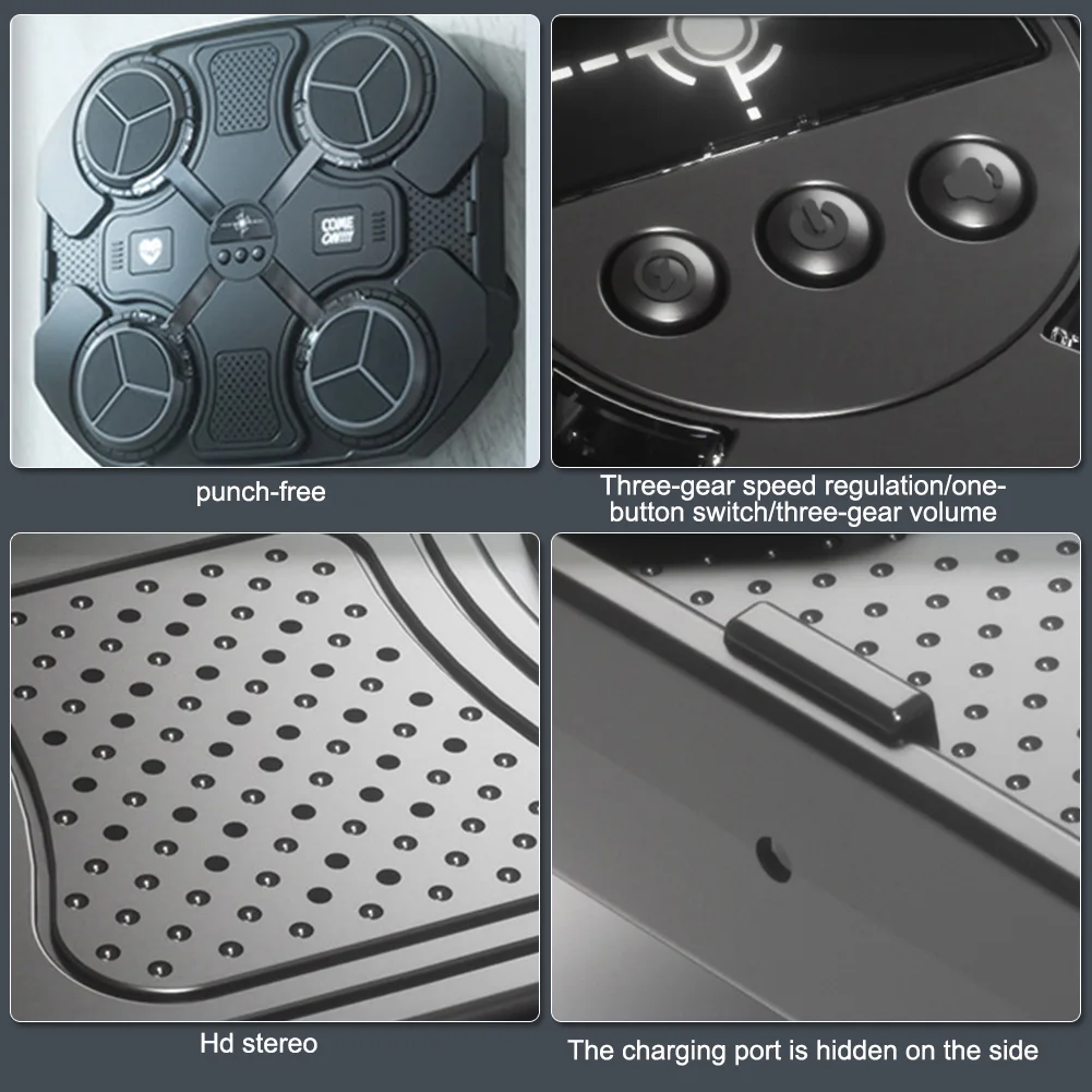 لوحة الملاكمة الموسيقية الذكية (أسود & بينك) - تمرين، موسيقى، وتحدي في بيتك | Smart Music Boxing Machine - Fitness, Music & Fun for All Ages