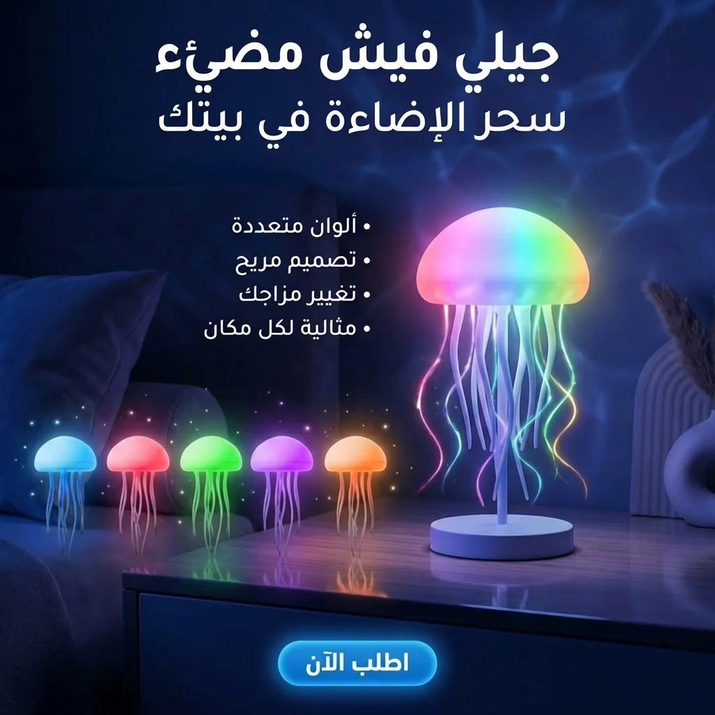 أباجورة "جيلي فيش" المضيئة - إضاءة ديكور مودرن بألوان متغيرة
