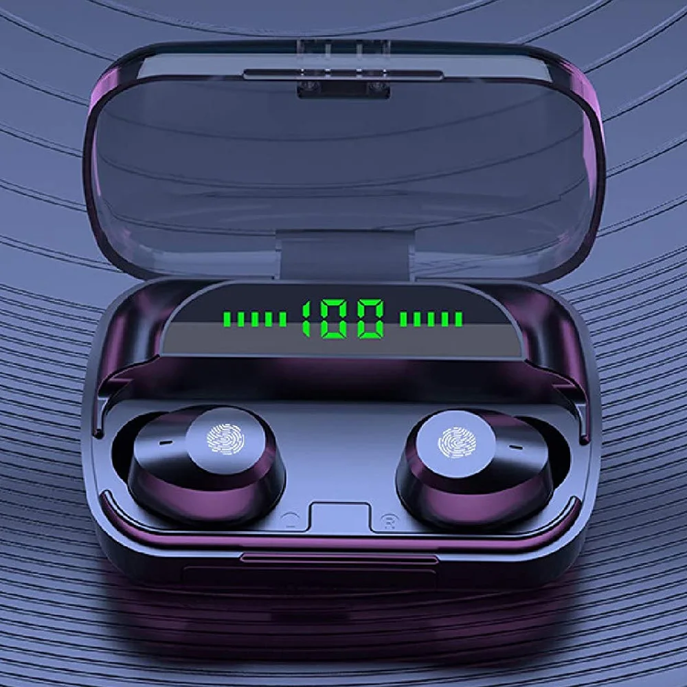 سماعة M5 Power Audio | إيربودز + باوربانك للطوارئ، شاشة ديجيتال وصوت محيطي 🎧🔋