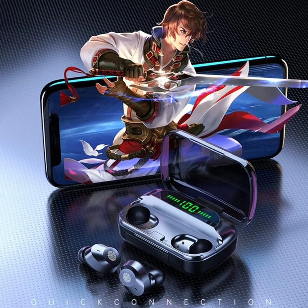 سماعة M5 Power Audio | إيربودز + باوربانك للطوارئ، شاشة ديجيتال وصوت محيطي 🎧🔋