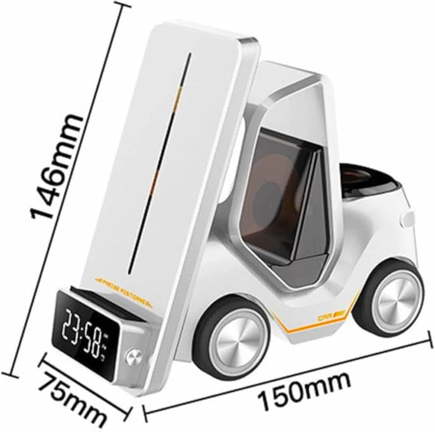 شاحن وايرلس 5 في 1 على شكل سيارة سباق | شحن سريع، ساعة رقمية، وإضاءة RGB 🏎️⚡ 5-in-1 Racing Car Wireless Charger Station | Fast Charging, Digital Clock & RGB Light