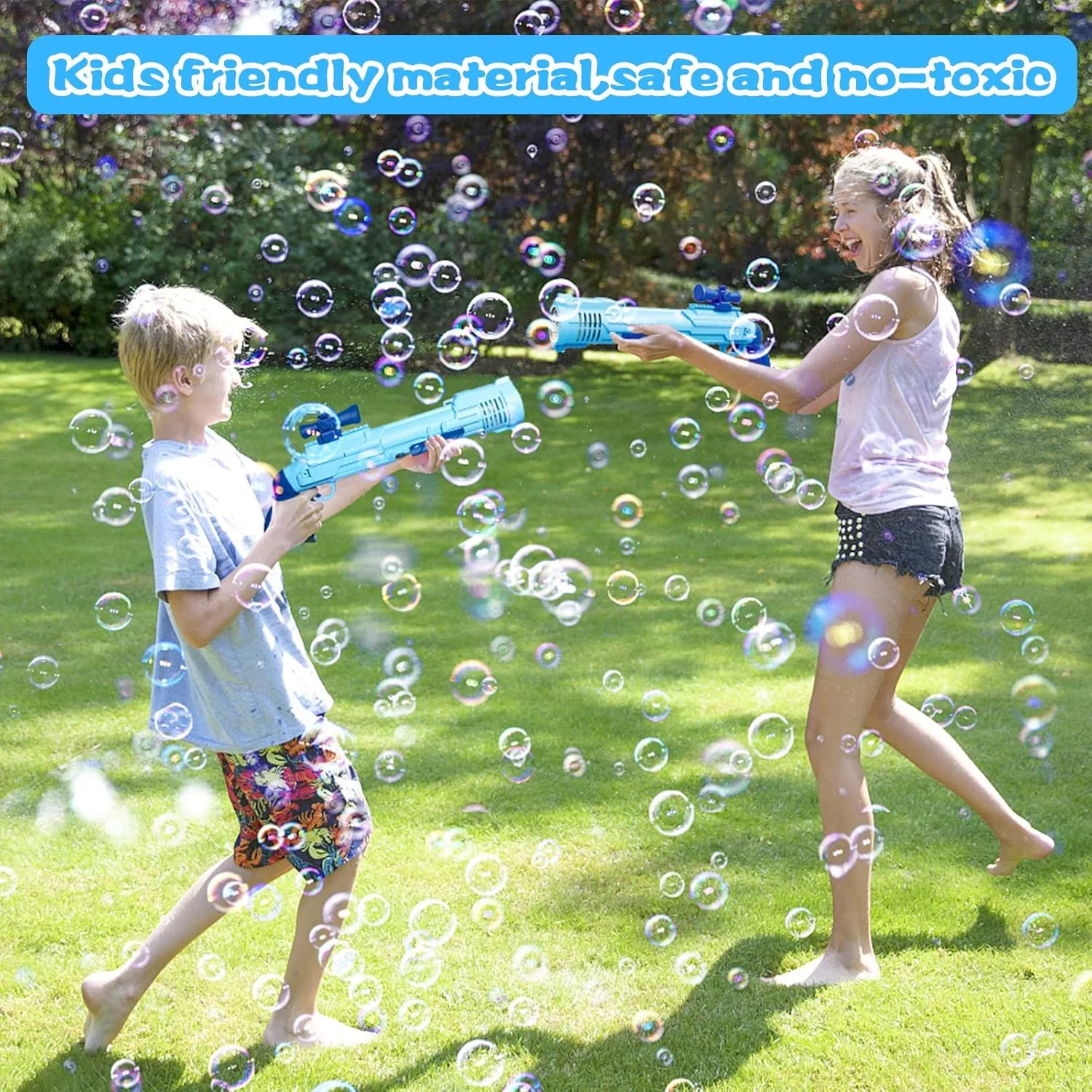 مسدس فقاعات القرش العملاق (3000 فقاعة/دقيقة) - أزرق