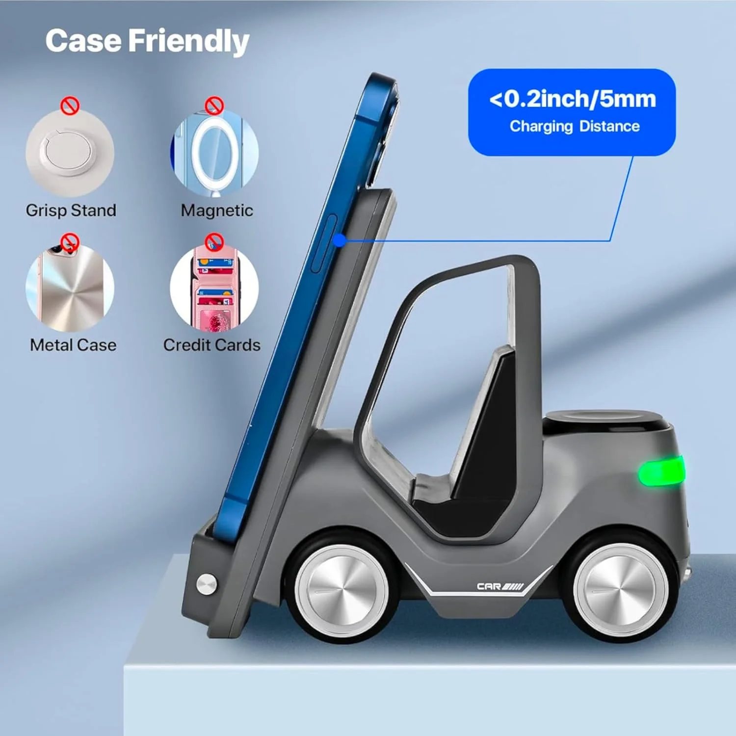 شاحن وايرلس 5 في 1 على شكل سيارة سباق | شحن سريع، ساعة رقمية، وإضاءة RGB 🏎️⚡ 5-in-1 Racing Car Wireless Charger Station | Fast Charging, Digital Clock & RGB Light