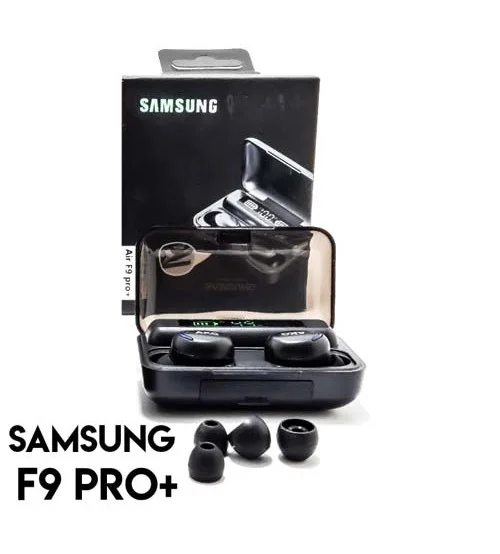 سماعة Samsung F9 Pro Plus - باوربانك مدمج وصوت بيز قوي | Samsung F9 Pro Plus Earbuds - Built-in Powerbank & Deep Bass