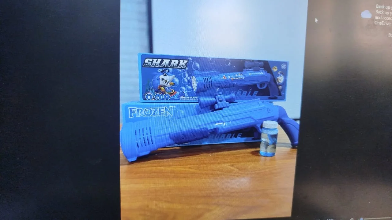 مسدس فقاعات القرش العملاق (3000 فقاعة/دقيقة) - أزرق