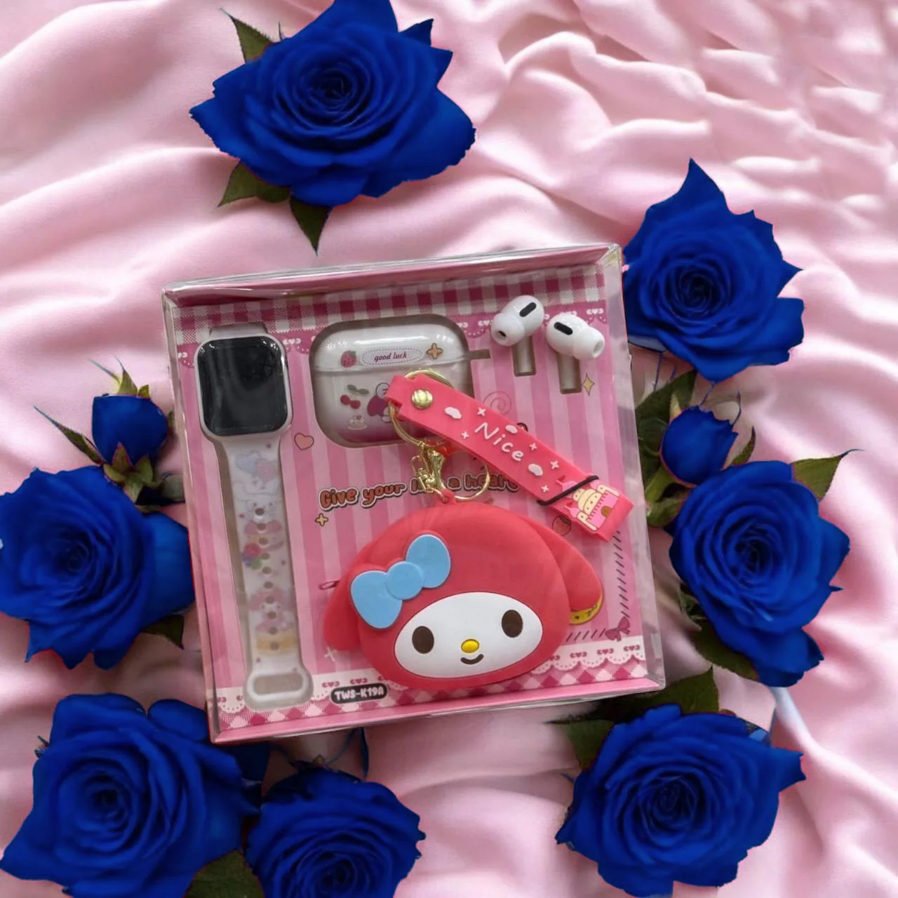 طقم هدايا ديزني للبنات | ساعة سمارت + سماعة إيربودز TWS + ميدالية كرتون 🎀✨