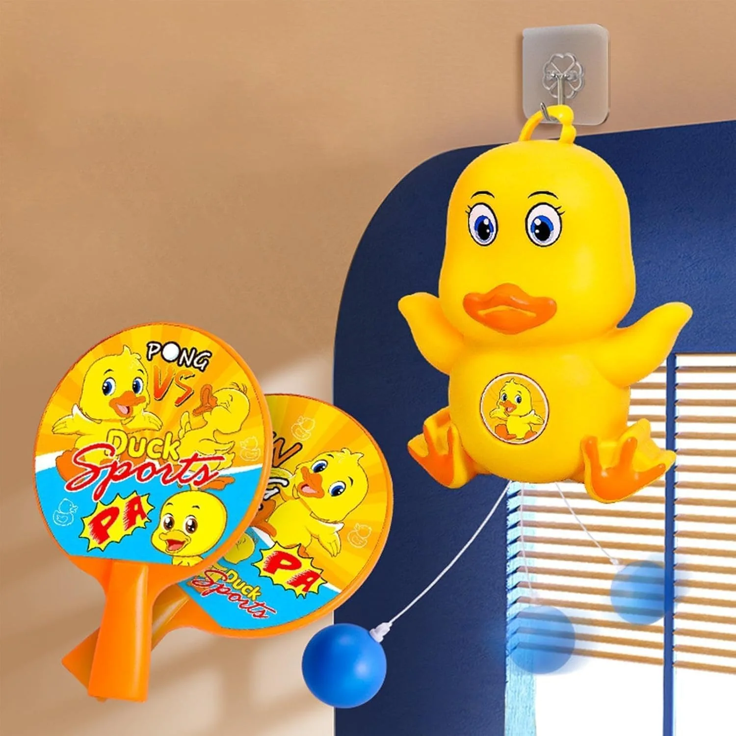 لعبة بنج بونج بطوط المعلقة للأطفال (مجموعة كاملة)