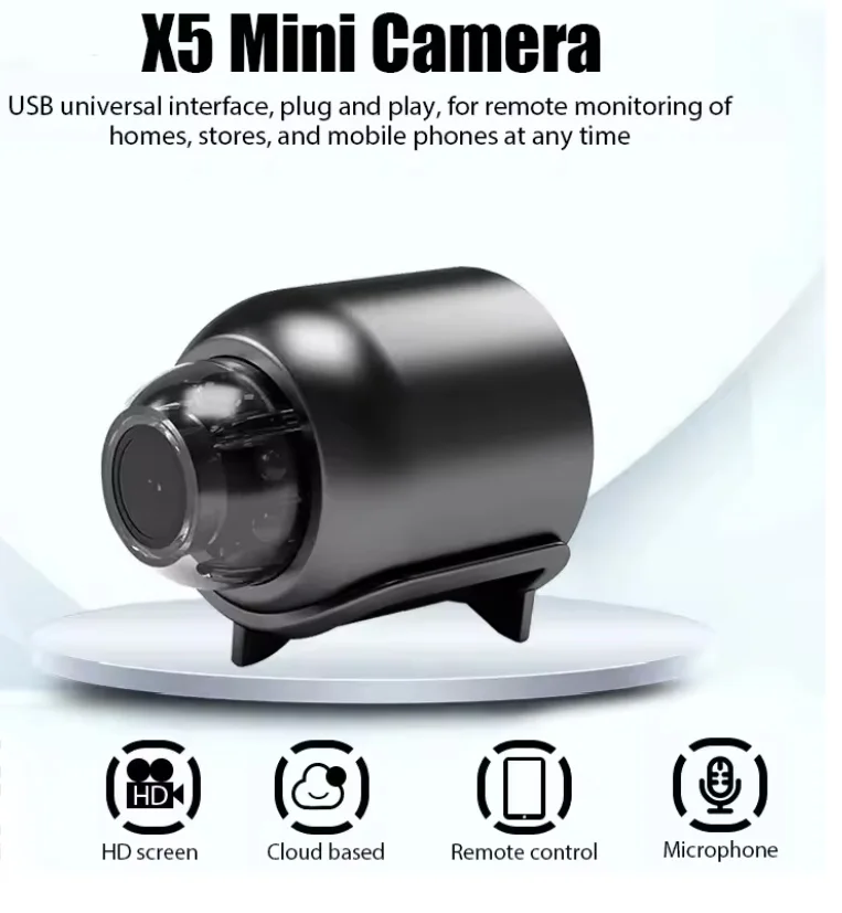 كاميرا X5 Mini الذكية – "عينك التانية" في كل مكان! تصوير 1080p ورؤية ليلية لحماية بيتك وعربيتك 🛡️🎥