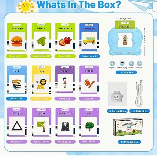 قارئ الكروت التعليمي الذكي (عربي وإنجليزي) - 120 كارت تفاعلي | Talking Flash Cards Learning Toy - Arabic & English (120 Cards)