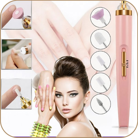 ماكينة كهربائية لتلميع الأظافر - 5 في 1، مع إضاءة، أدوات مانيكير صغيرة