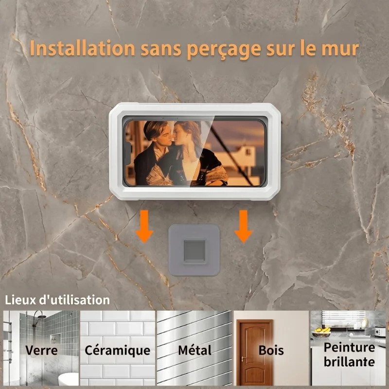 Support de téléphone étanche pour salle de bain et cuisine