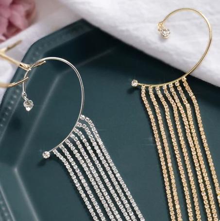 Boucles d'oreilles à long pompon en cristal brillant