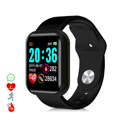 Montre connectée Bluetooth Y68 pour hommes et femmes, moniteur de fréquence cardiaque, de pression artérielle et d'oxygène dans le sang, rappel multifonctionnel