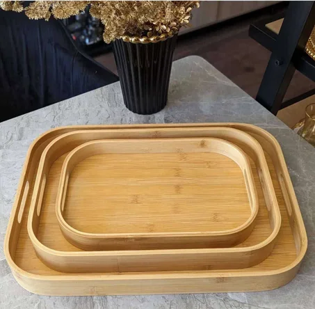 Set de 3 Plateau Rectangulaire en Bambou