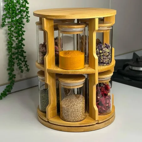 Étagère à Épices Rotative 360° en Bois