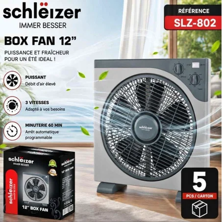 schlëizer Ventilateur Posable 12'' - Carré - 3 vitesses
