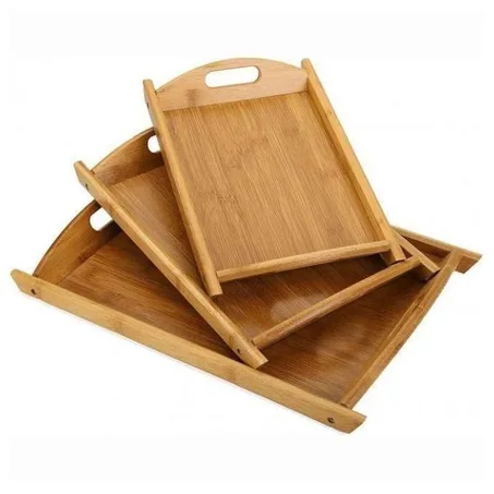 Plateaux de service en bambou avec poignées