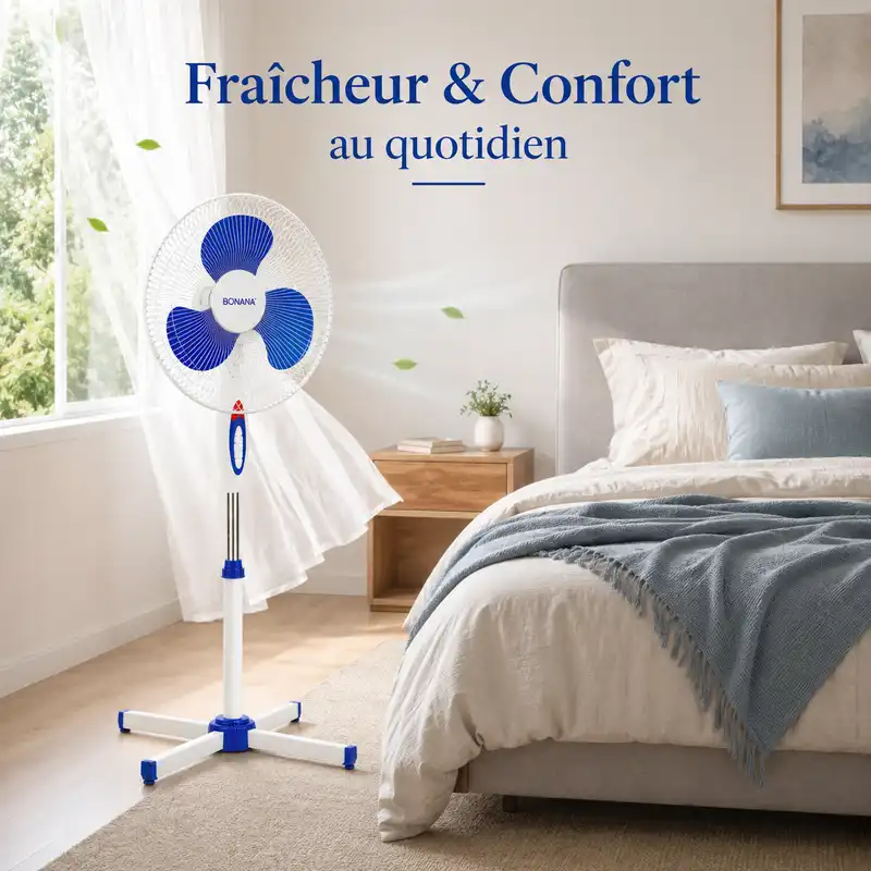 bonana Ventilateur posable sur pied - 3 vitesses