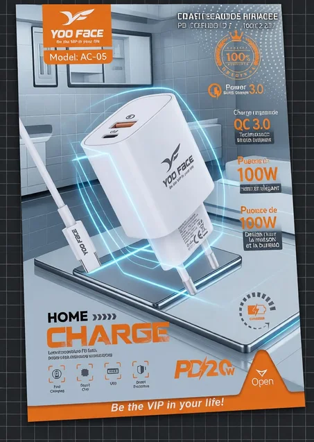 شاحن كامل 20 واط - CHARGEUR FAST-  YOO FACE
