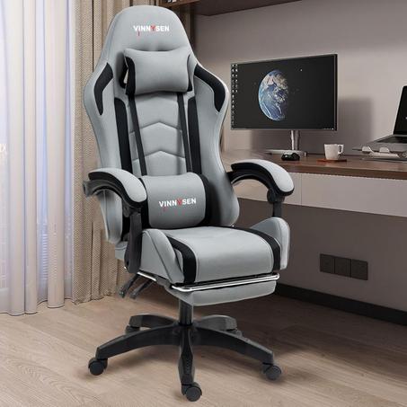 كرسي كمبيوتر للألعاب مريح من فينيسين، مصنوع من القماش عالي الظهر، قابل للإمالة والتعديل والارتفاع مع دعم للرقبة وتدليك أسفل الظهر مناسب للمكتب أو الألعاب