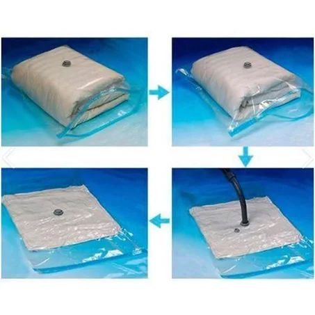 طقم 4 أكياس تخزين مفرغة من الهواء XXL مقاس 90×130 سم – توفير حتى 80% من المساحة للملابس والأغطية والمفروشات