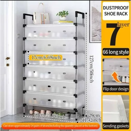 Meuble 7 couches pour chaussures, étagère de rangement, diaphragme anti-poussière porte de dortoir