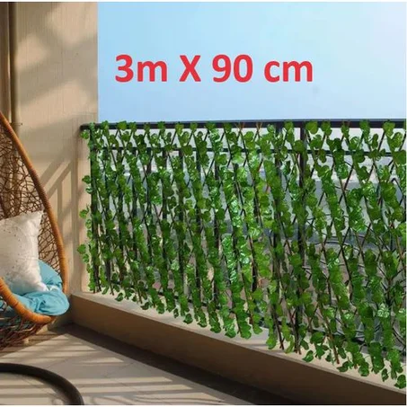 Clôture gazon artificiel extensible(3 m x90 cm)murale de jardin,décoratif,d'extérieur