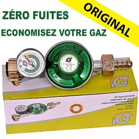 Détendeur de Gaz Intelligent IGT avec Manomètre – Régulateur de Pression Gaz Butane & Propane 37 mbar | Sécurité Renforcée | Compatible Plaque 4 & 5 Feux et Chauffe-Eau Gaz 5L & 6L