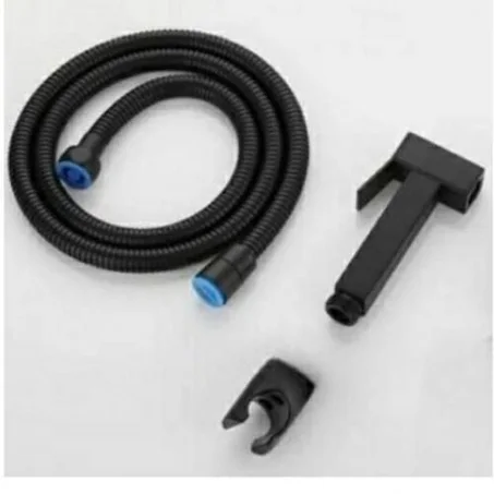 Douchette Hygiénique WC Noir avec Flexible Renforcé et Support Mural 1.5M – Kit Bidet Toilette pour Hygiène Intime, Nettoyage WC et Salle de Bain
