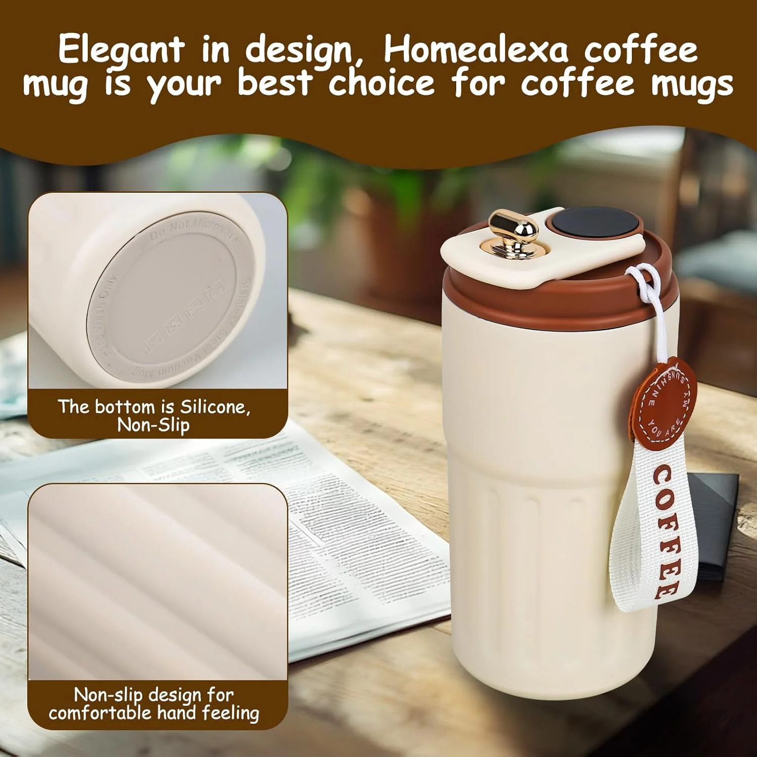 زجاجة ذكية 450 مل مع شاشة درجة الحرارة – كوب حراري مانع للتسرب للقهوة والمشروبات الساخنة والباردة، مثالي للسفر