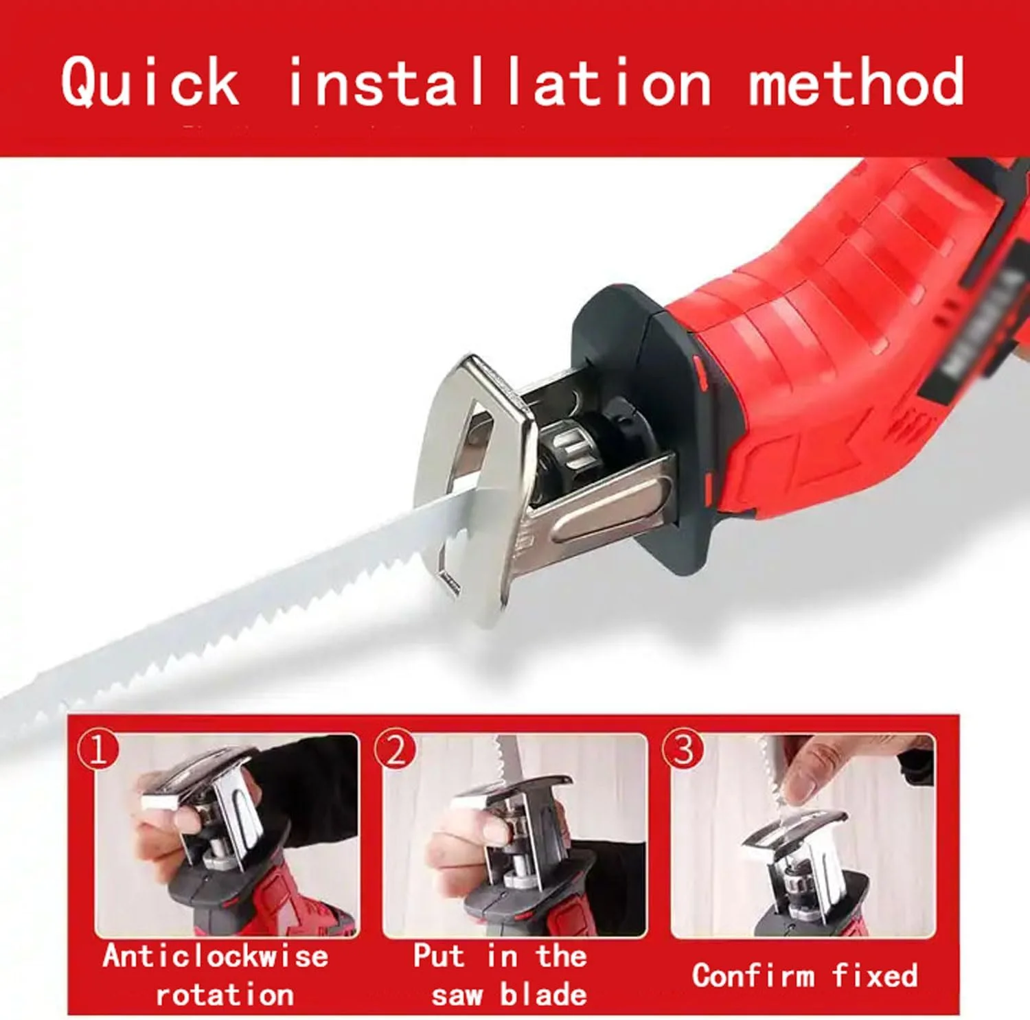 منشار كهربائي سيفي لاسلكي 21 فولت – سرعة 3000 دورة/دقيقة، بطاريتان و4 شفرات، أداة قطع قوية للعظام والخشب والمعدن والـPVC والأشجار