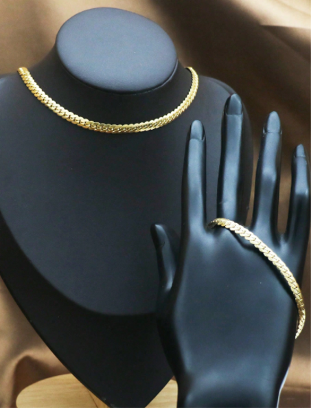 Ensemble Ras de Cou & Gourmette – Élégance Dorée