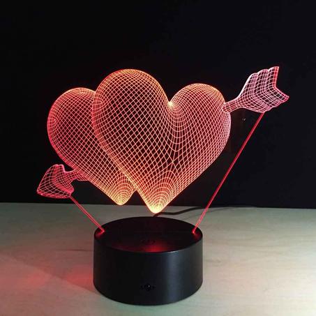 مصباح ثلاثي الأبعاد على شكل قلب - Lampe 3D en Forme de Cœur