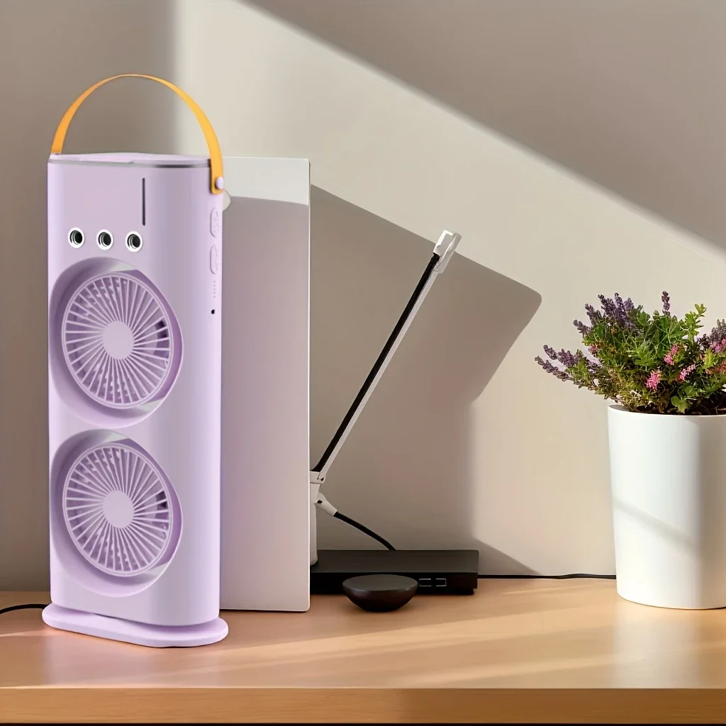 مروحة ذكية مزدوجة قابلة للشحن و تحكم عن بعد