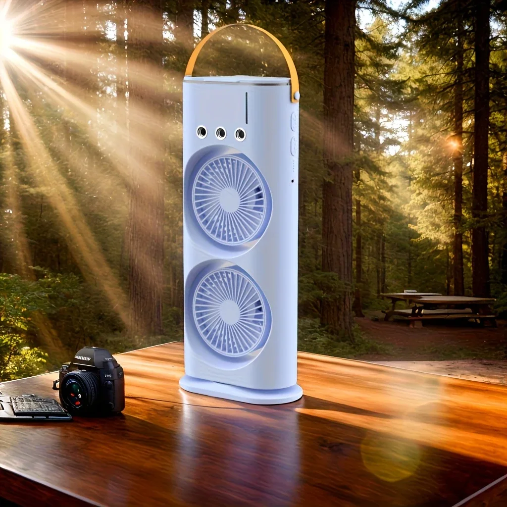 مروحة ذكية مزدوجة قابلة للشحن و تحكم عن بعد