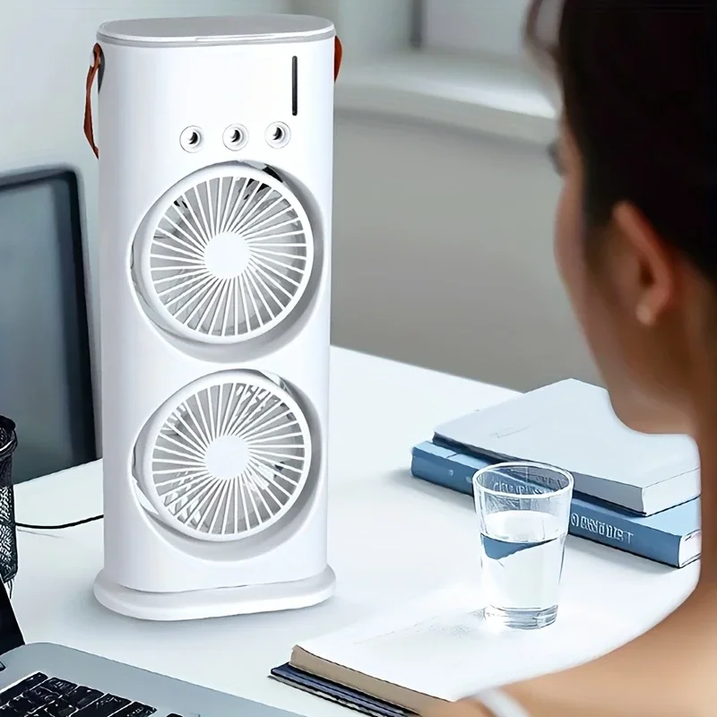 مروحة ذكية مزدوجة قابلة للشحن و تحكم عن بعد