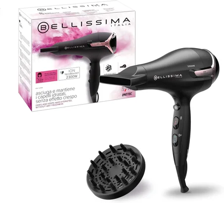 Bellissima Imetec Sèche-cheveux , 2300 W, technologie ionique,+ diffuseur pour cheveux bouclés