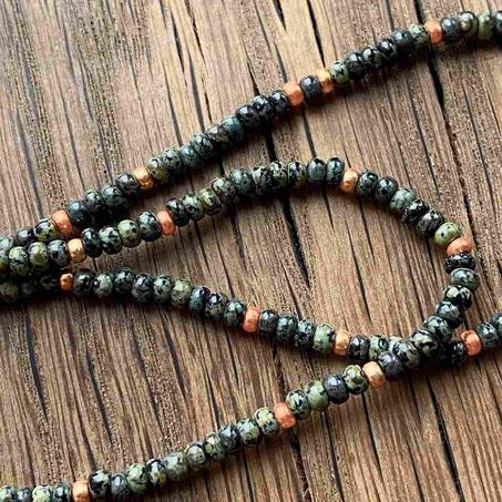 Minimalist Olive Green Seed Bead Choker Necklace