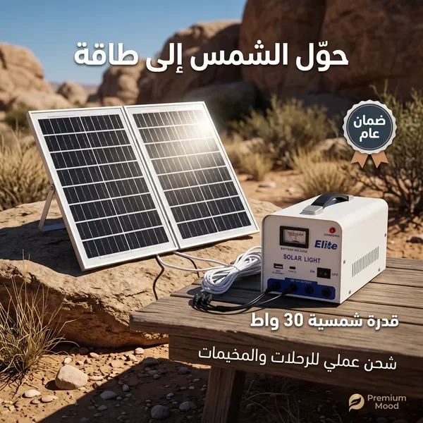 محطة طاقة شمسية محمولة للإضاءة والشحن | 4 لمبات LED ومخارج USB وType-C – ضمان سنة