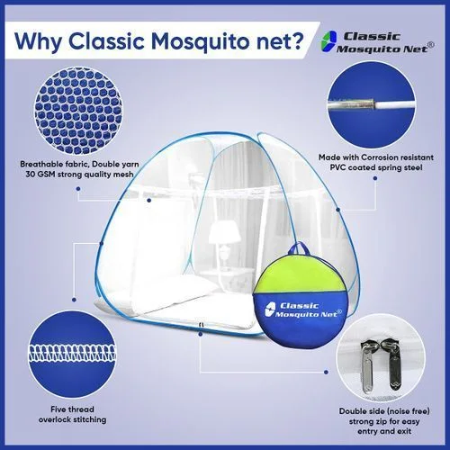خيمة موستيكير moustiquaire (الأصلية) ضد الحشرات ; حجم كبير مناسب لشخصين أو شخص واحد
