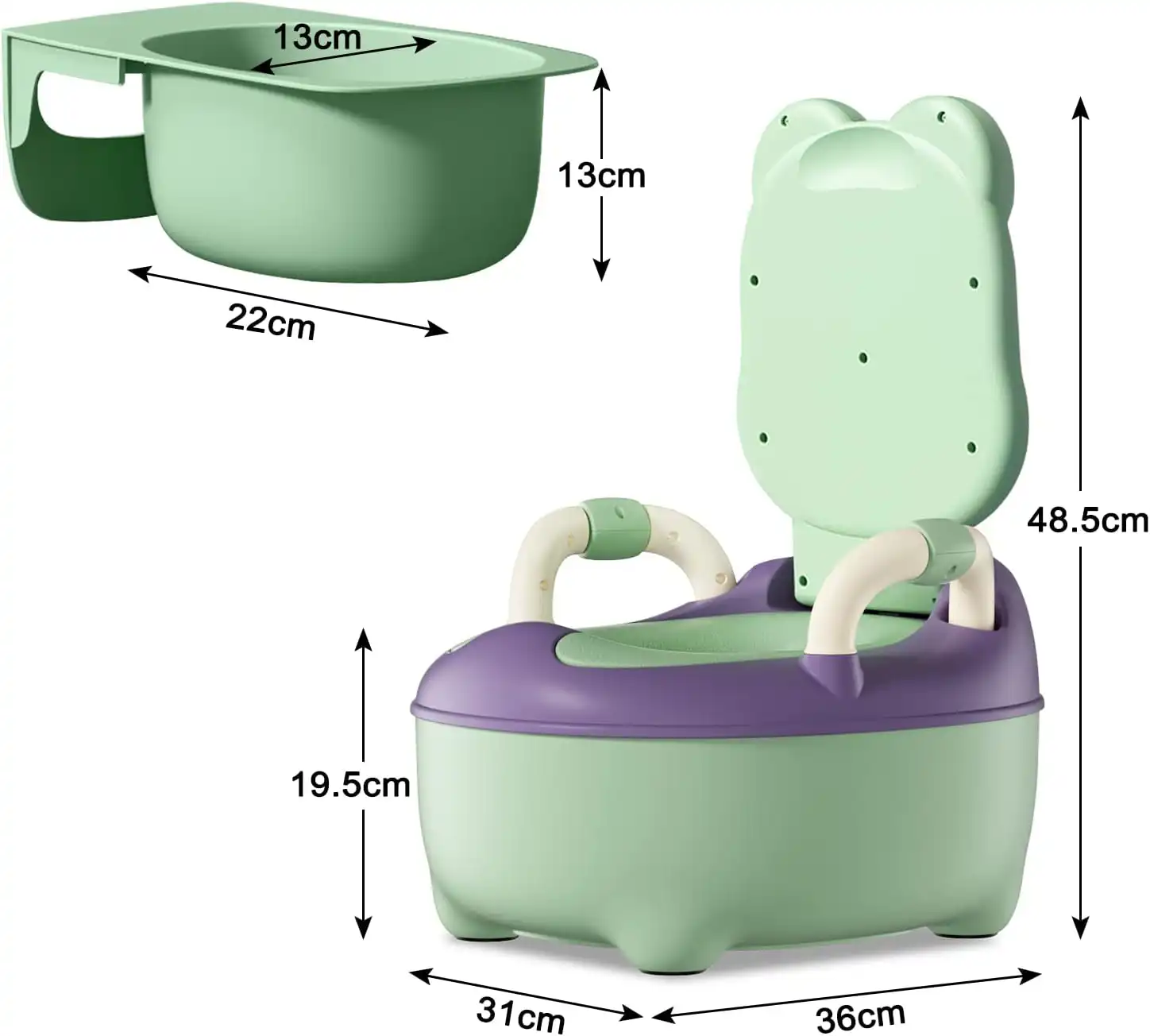 مرحاض متنقل للصغار بمسند الضهر 💯✨  Pot de toilette pour enfant avec dossier, poignées, récipient amovible
