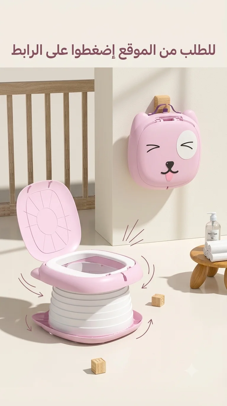 Toilettes pour bébés مقعد مرحاض قابل للطي للأطفال   ( اللون المتوفر الوردي Rose )